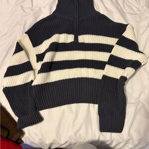 Dynamite Black and Cream Striped Turtleneck Sweater